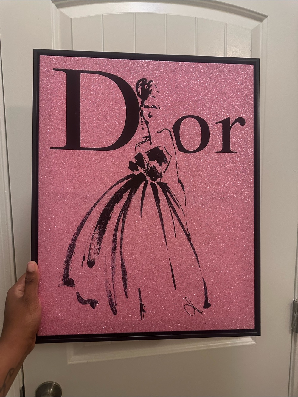 Dior Pink Glitter Fashion Illustration Print